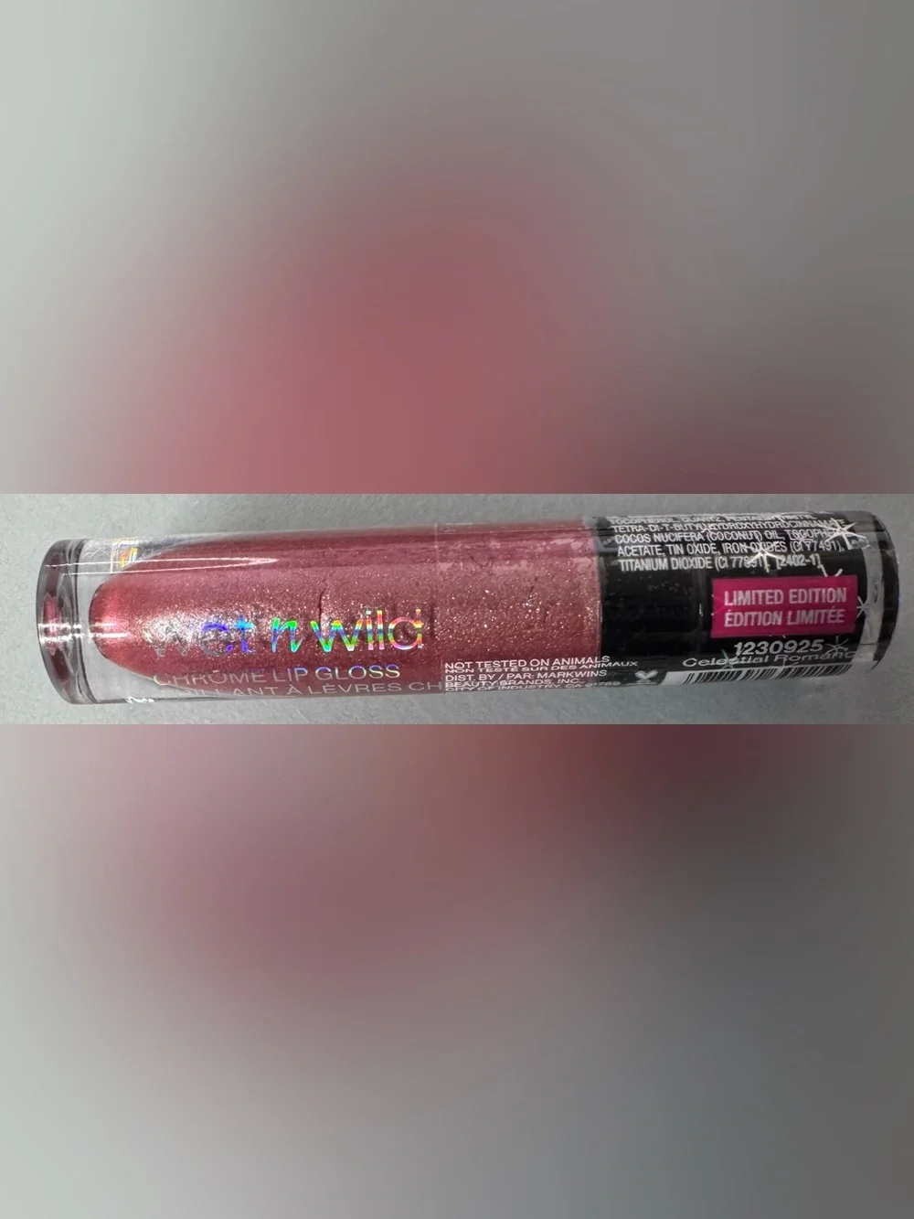 wet n wild Shimmery Pink Chrome Lip Gloss celestial romance limited edition